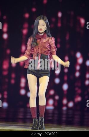 Shanghai, China. 31st July, 2018. Chinese singer and actress Ju Jingyi performs at the 2018 SNH48 Award Ceremony in Shanghai, China Credit: SIPA ASIA/Pacific Press/Alamy Live News Stock Photo