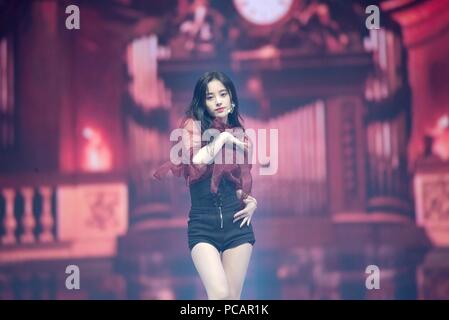 Shanghai, China. 31st July, 2018. Chinese singer and actress Ju Jingyi performs at the 2018 SNH48 Award Ceremony in Shanghai, China Credit: SIPA ASIA/Pacific Press/Alamy Live News Stock Photo