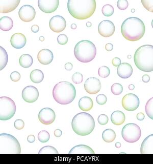 Seamless pattern background with shiny soap bubbles. Freshness and purity. Vector illustration. Stock Vector