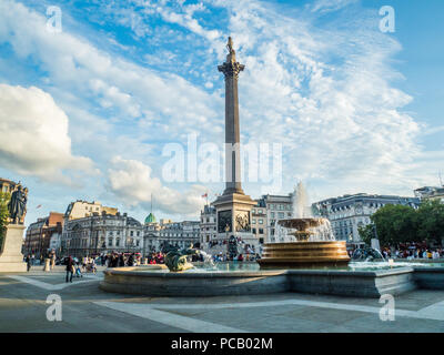 Nelsons Column in Trafalgar Square, London, England Stock Photo