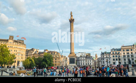 Nelsons Column in Trafalgar Square, London, England Stock Photo