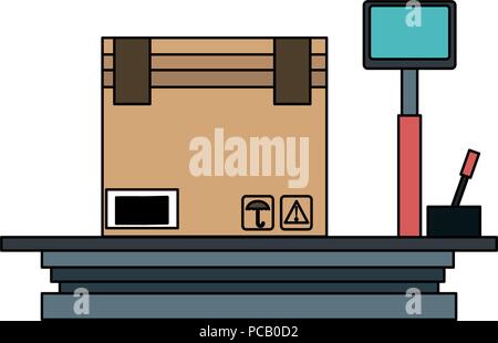 Box on digital balance Stock Vector