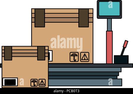 Box on digital balance Stock Vector