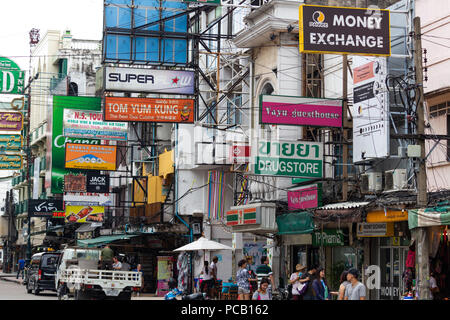 Bangkok, Thailand - April 30, 2018: Life on a chaotic street in central Bangkok Stock Photo