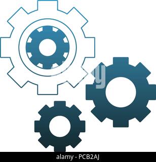 Gears working symbol blue lines Stock Vector Image & Art - Alamy