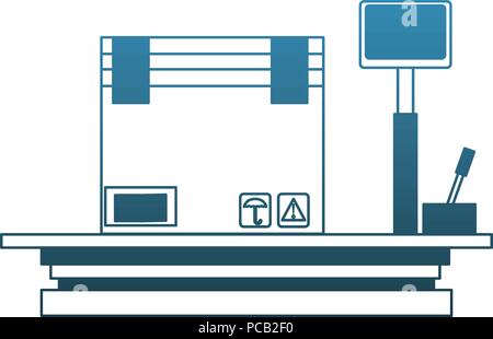 Box on digital balance blue lines Stock Vector