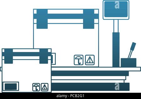 Box on digital balance blue lines Stock Vector