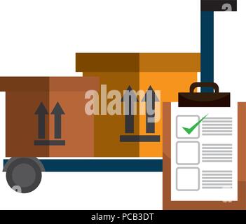 cart with delivery boxes and checklist Stock Vector