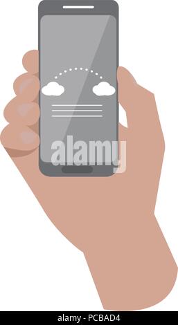 Hand holding a smartphone icon Stock Vector