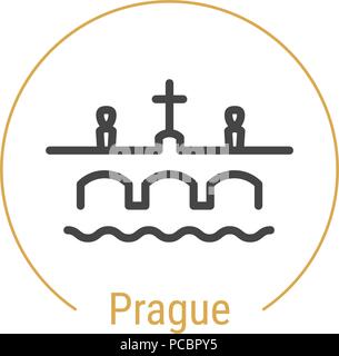 Prague, Czech Republic Vector Line Icon Stock Vector