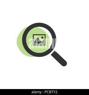 Magnifying glass looking for images isolated web icon. Vector illustration Stock Vector
