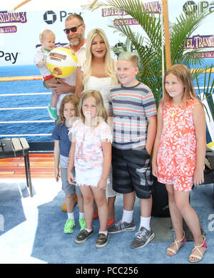 World premiere of 'Hotel Transylvania 3: Summer Vacation' held at the Regency Village Theatre in Los Angeles, California.  Featuring: Tori Spelling Where: Los Angeles, California, United States When: 30 Jun 2018 Credit: Sheri Determan/WENN.com Stock Photo