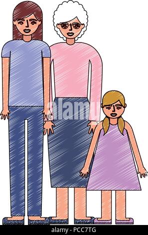 Hugging Mother, Father, Daughter Portrait Drawing Stock Vector -  Illustration of childhood, happiness: 198119524