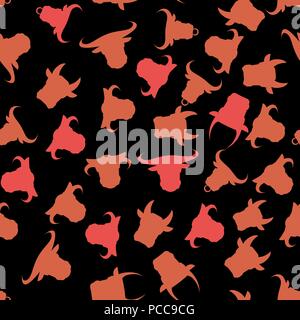 Head of Bull Seamless Pattern Stock Vector