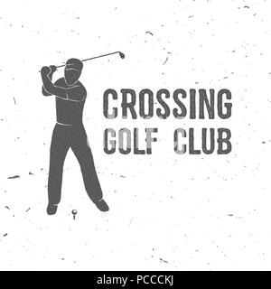 Golf club concept with golfer silhouette. Vector golfing club retro badge. Concept for shirt, print, seal or stamp. Typography design- stock vector. Stock Vector