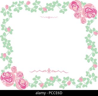 Sweet Flower Floral Wreath Frame Flat Illustration Stock Vector