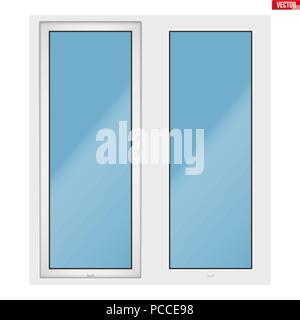 PVC window with two sash Stock Vector