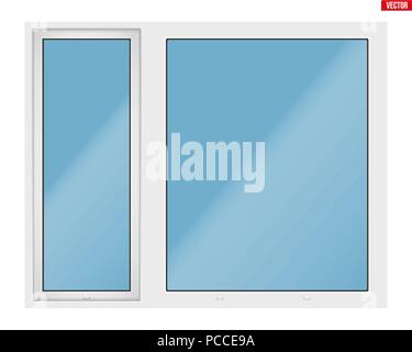 PVC window with two sash Stock Vector