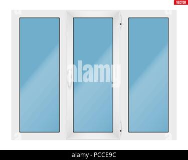 PVC window with three sash Stock Vector