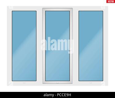 PVC window with three sash Stock Vector