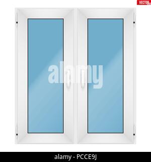 PVC window with two sash Stock Vector