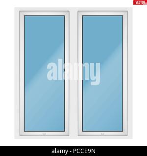 PVC window with two sash Stock Vector