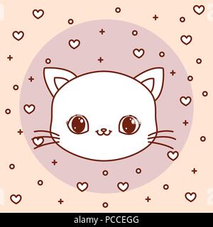 Cute cat icon. pink cat icon on white background. happy cat icon