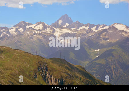 The Finsteraarhorn in the Bernese Alps viewed from the Nufenen Pass in Southern Switzerland Stock Photo