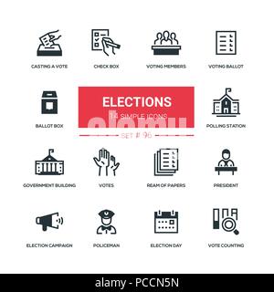 Elections - flat design style icons set Stock Vector