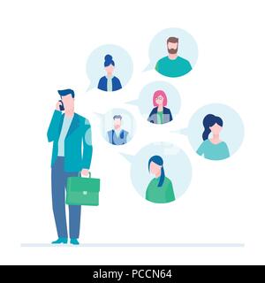 Businessman talking on the phone - flat design style illustration Stock Vector