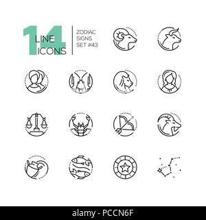 Zodiac signs - set of line design style icons Stock Vector
