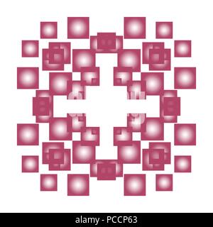 red watercolor squared elements mandala tile pattern, vector illustration Stock Vector