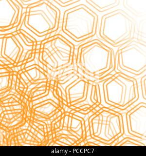 orange hexagon retro wallpaper background pattern, vector illustration Stock Vector