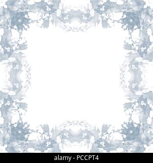 blue floral watercolor frame border pattern, vector illustration Stock Vector