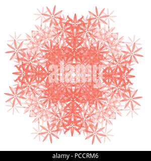 red watercolor floral snowflake pattern, vector illustration Stock Vector