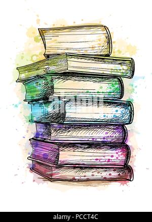 Stack of multi colored books Stock Vector