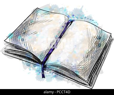 open book hand drawn sketch Stock Vector
