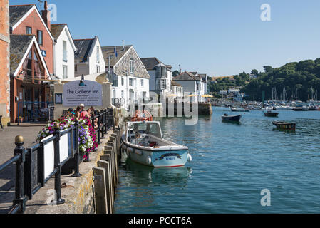 View of the riverfront at Town Quay, Fowey, South Cornwall, England, UK Stock Photo