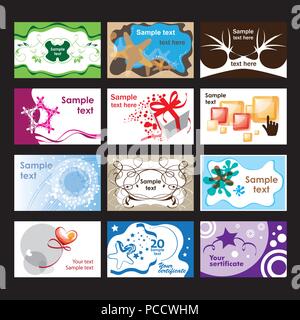Set of business cards on different  topics Stock Vector