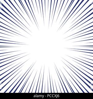 Blue radial lines for comic book background. Manga speed frame. Vector illustration Stock Vector