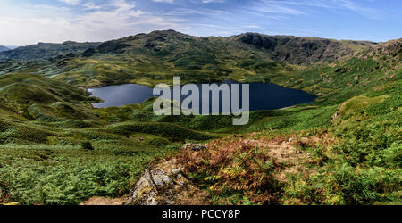 Easedale Tarn near Grasmere from the side of Tarn Crag Stock Photo