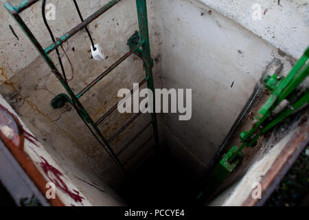 Tunnel to underground Royal Observer Corps ROC monitoring post on the coast of East Yorkshire Stock Photo