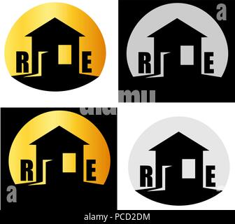 abstract house with window and door open, real estate minimalist logo Stock Vector