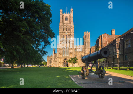 Russian cannon captured during Crimean War, Ely Cathedral, Ely, Cambridgeshire, England, United Kingdom, Europe Stock Photo