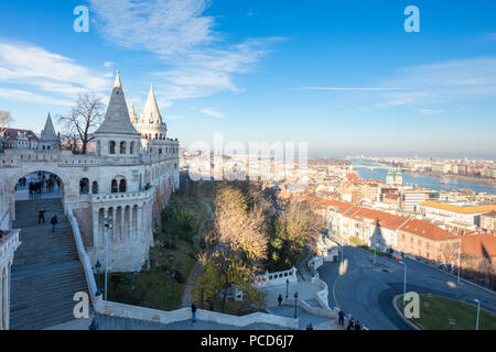 View of the city from Fisherman's Bastion, Budapest, Hungary, Europe Stock Photo