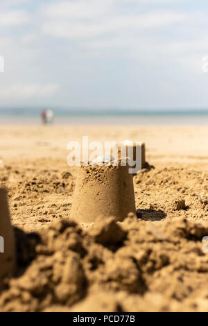 Sandcastles on the beach Stock Photo