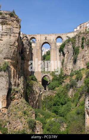 Puente Nuevo (New Bridge) and the white town perched on cliffs, Ronda, Andalucia, Spain, Europe Stock Photo