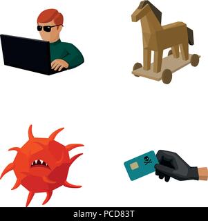 Hacker, hacking, system, internet .Hackers and hacking set collection icons in cartoon style vector symbol stock illustration . Stock Vector