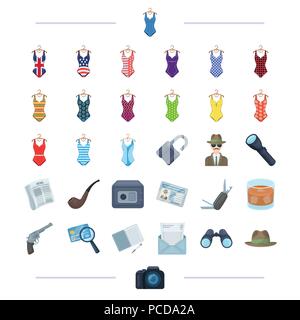travel, leisure, sport and other  icon in black style.police, finance, search icons in set collection. Stock Vector