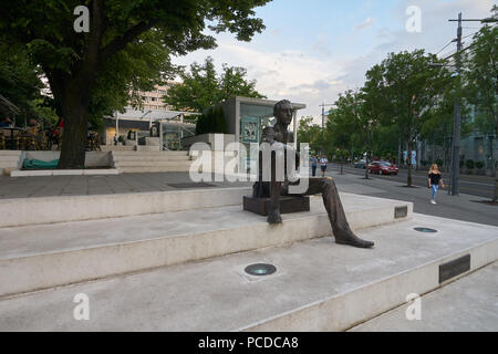 Belgrade, Serbia - May 04, 2018: Monument to serbian writer Borislav Pekic on Square of flowers. Stock Photo